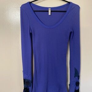 Free People Top Embellished Sleeves M